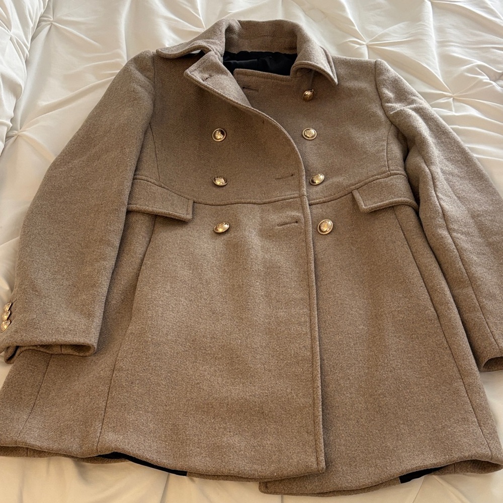 Zara Women's Classic Beige Pea Coat - Picture 3 of 5